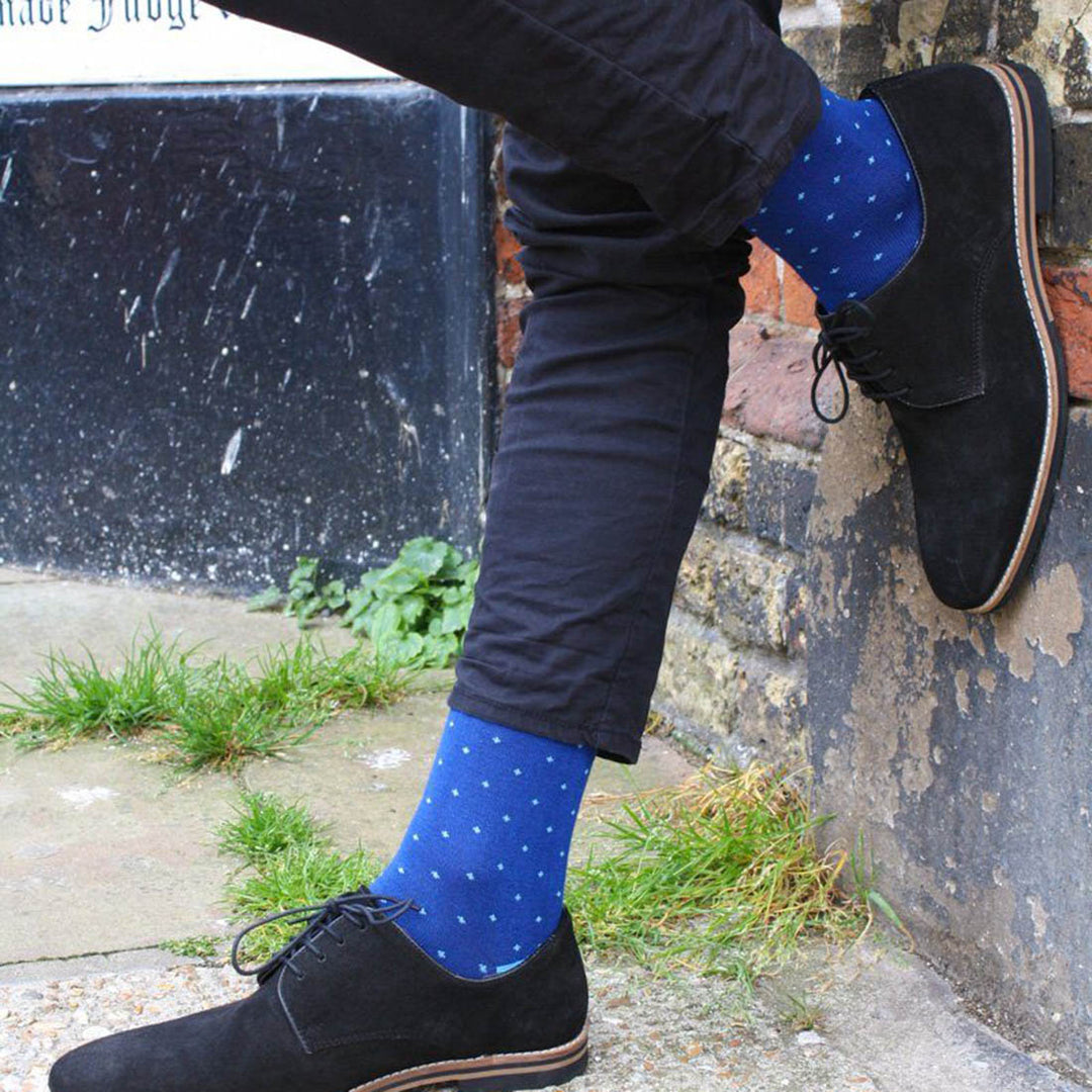 Spotted Sky Blue Bamboo Socks