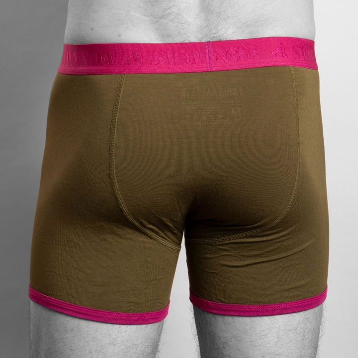 Bamboo Boxers - Khaki / Cerise Band