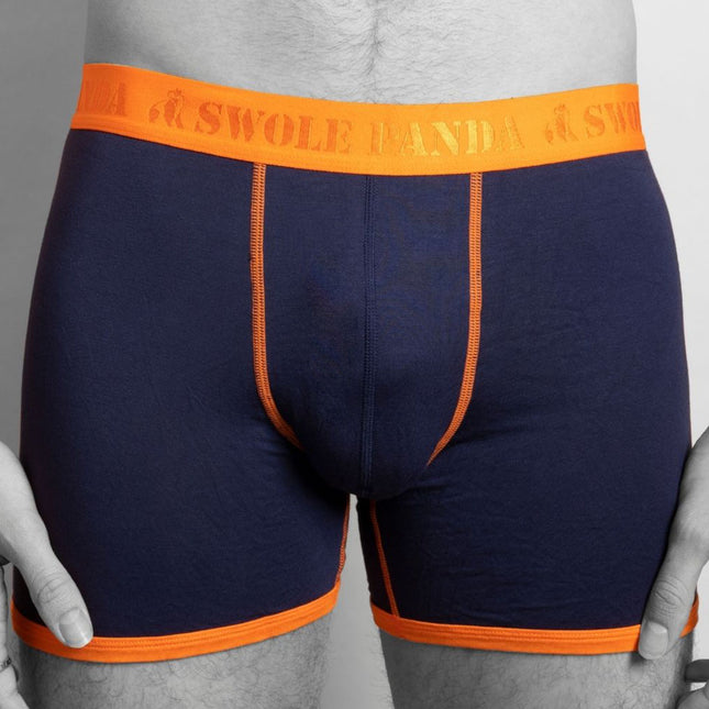 Swole Panda Gift Guide - Bamboo Boxers - Navy / Orange Band