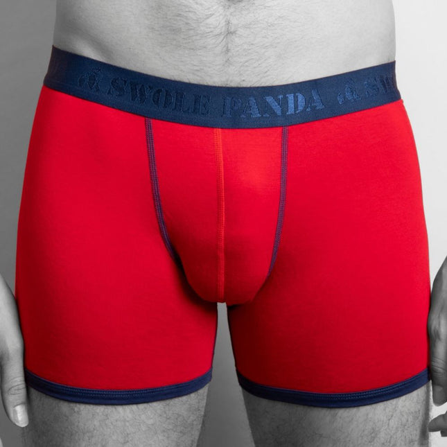 Plain Bamboo Underwear - Bamboo Boxers - Red / Blue Band